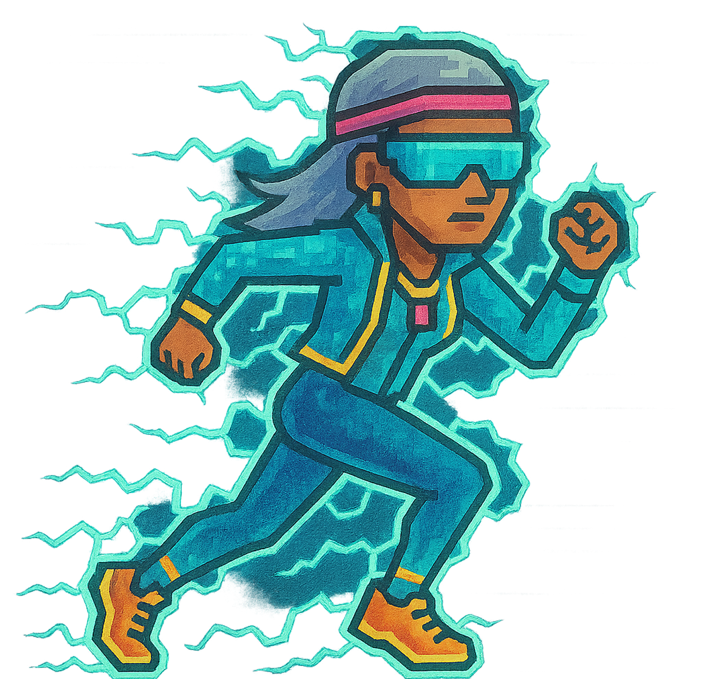 Meg cyborg Ai coach character